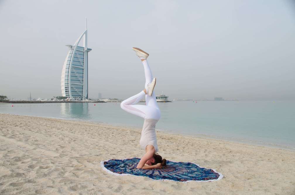 Dubai beach yoga